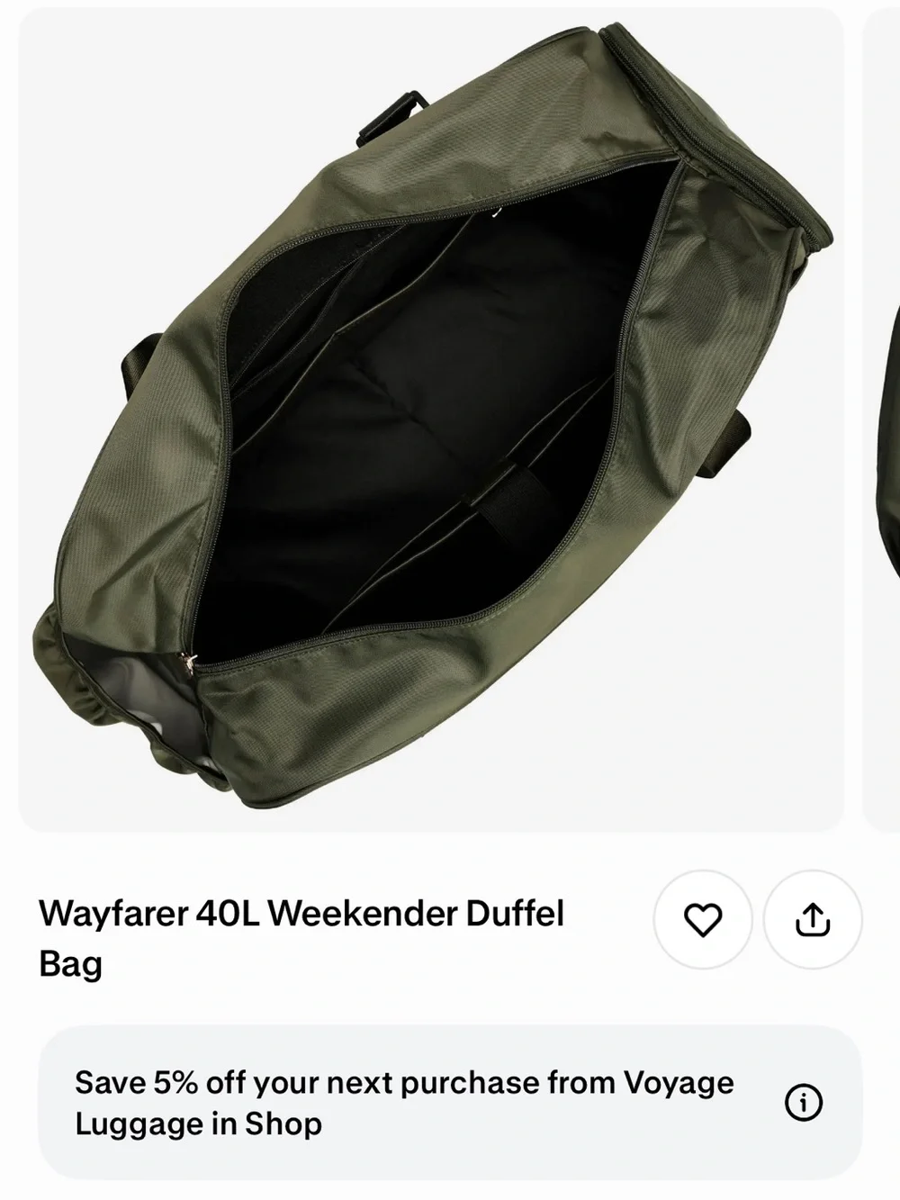 🧳 ELLE Wayfarer 40L Weekender Duffel Bag - Olive Green